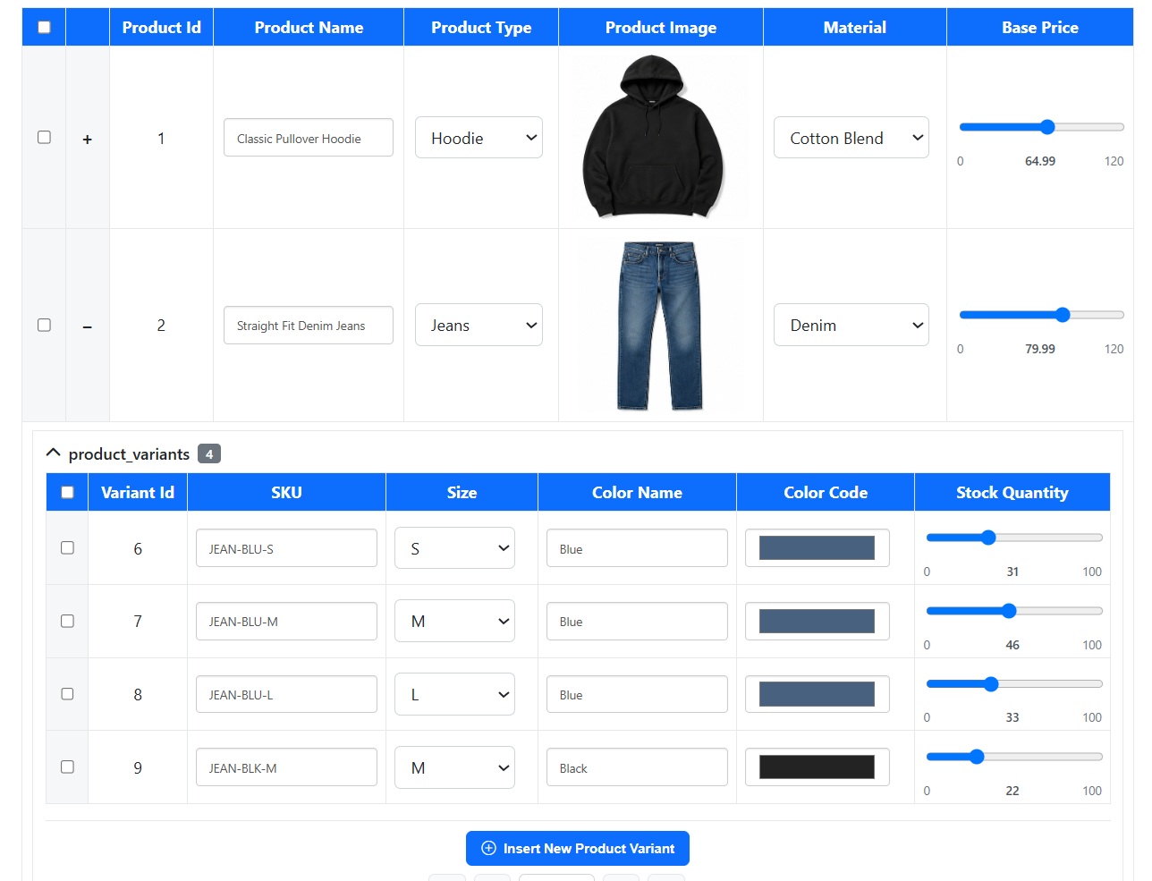 Collapsible Master-Detail form generated by Smart Form Maker