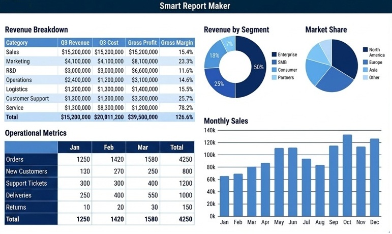 Smart Report Maker - MySQL report generation and PHP dashboard analytics
