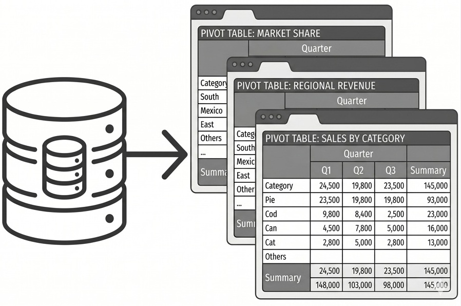 MySQL and MariaDB Pivot Tables - drag and drop pivot table builder
